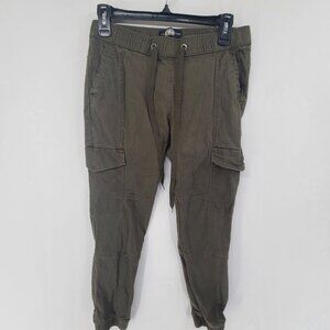 Rewash Brand Women's Casual Cargo Jogger Pants Olive Size S Elastic wasitband